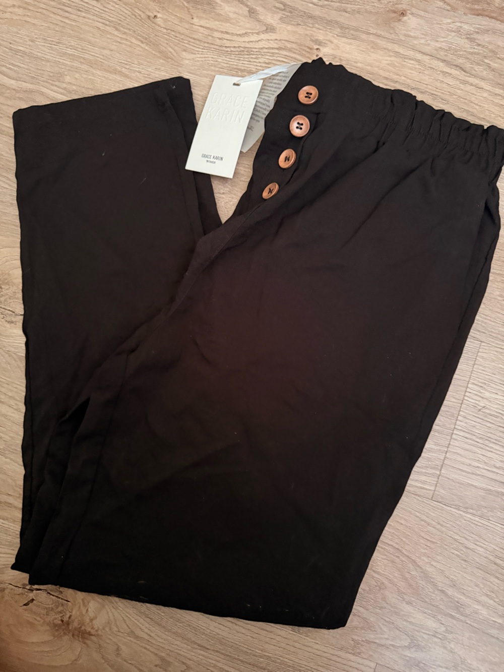 NWT - Grace Karin Women’s Black Elastic-Waist Pants - Size M